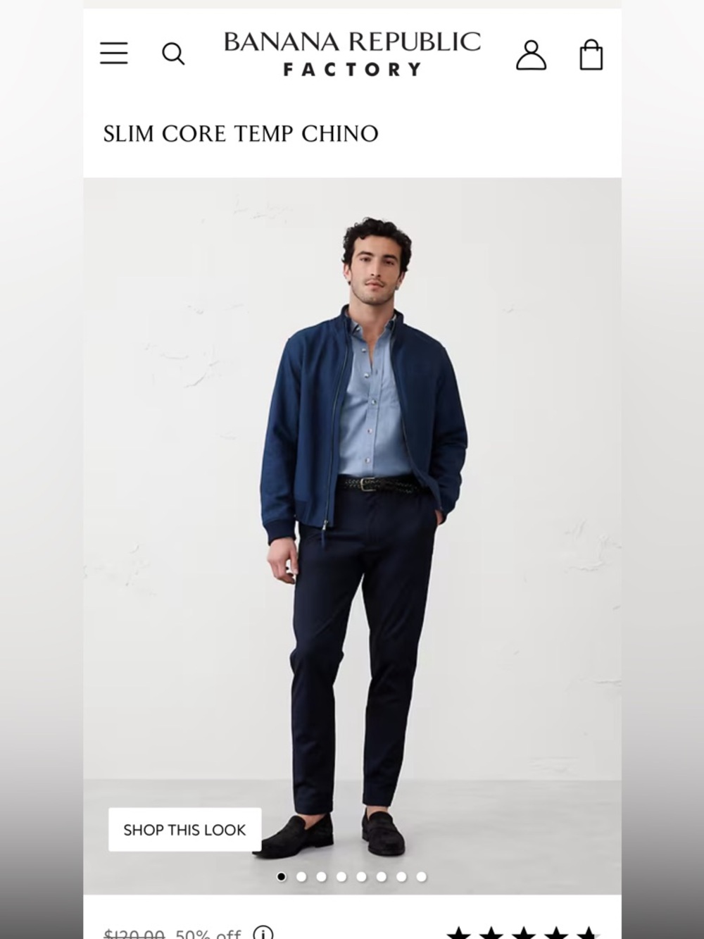 Banana republic slim core temp chino